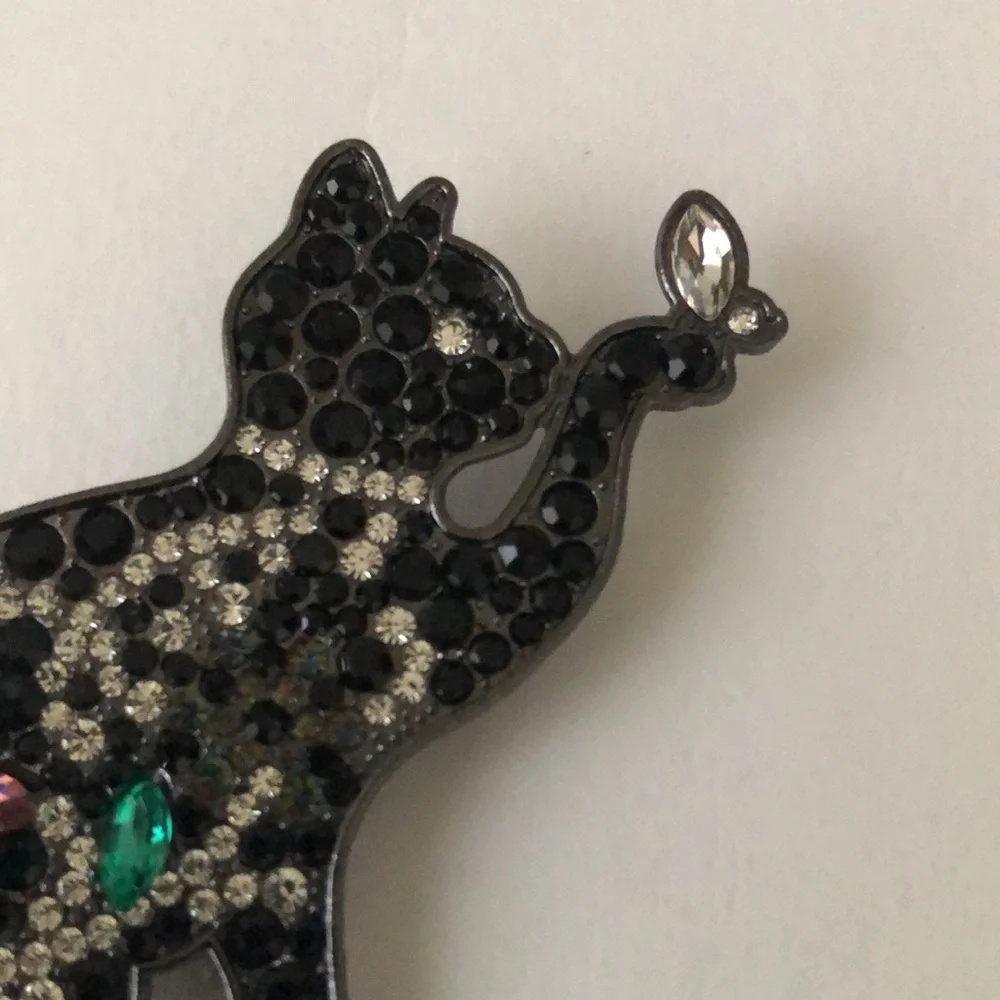 Rhinestone Cat Brooch - Picture 3 of 5